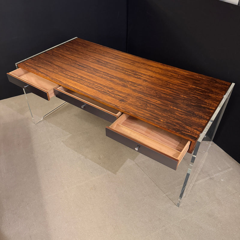 Mid-Century Modern Poul Nørreklit Plexiglass Desk, Denmark 1970s