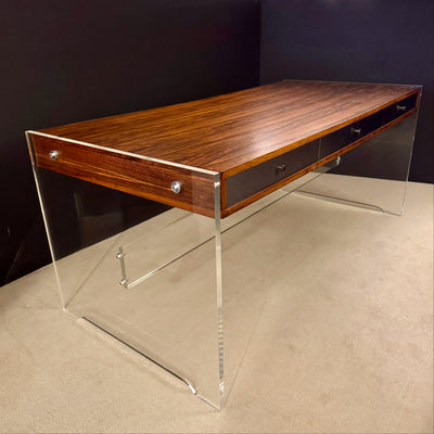 Mid-Century Modern Poul Nørreklit Plexiglass Desk, Denmark 1970s