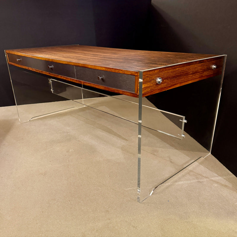 Mid-Century Modern Poul Nørreklit Plexiglass Desk, Denmark 1970s