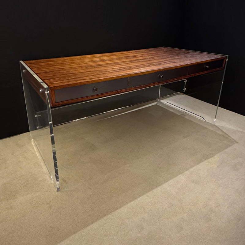 Mid-Century Modern Poul Nørreklit Plexiglass Desk, Denmark 1970s