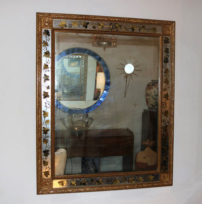 French Giltwood Mirror With Eglomise Details, France 1940s