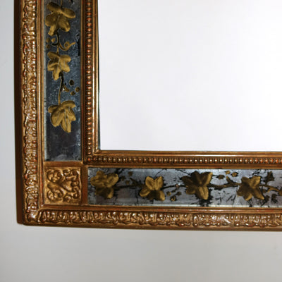 French Giltwood Mirror With Eglomise Details, France 1940s