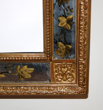French Giltwood Mirror With Eglomise Details, France 1940s
