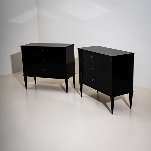 Pair of modern ebonized Commodes, 21st Century