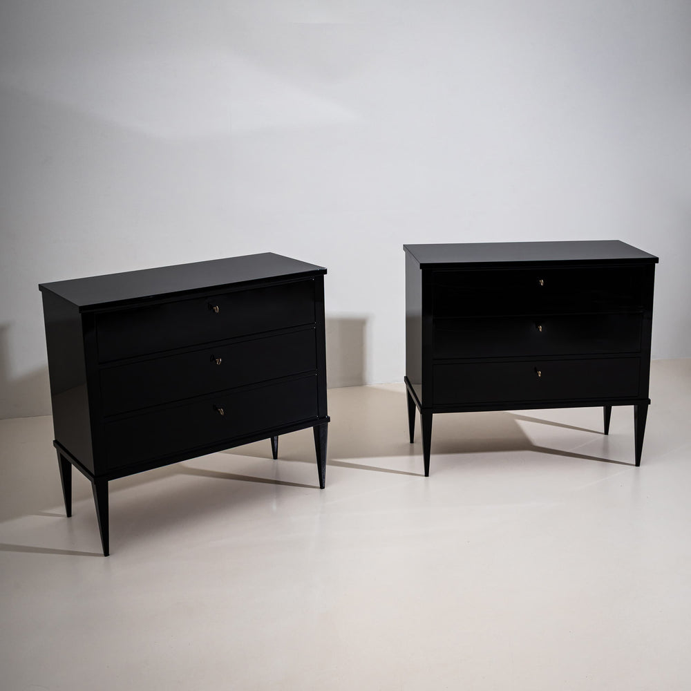 Pair of modern ebonized Commodes, 21st Century