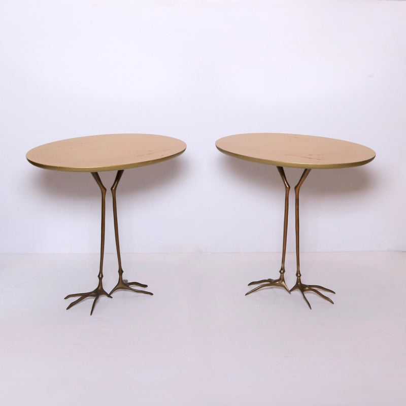 Pair of Side Tables, Model "Traccia" in Gold, Design by Meret Oppenheim, Executed by Simon International, 1970s