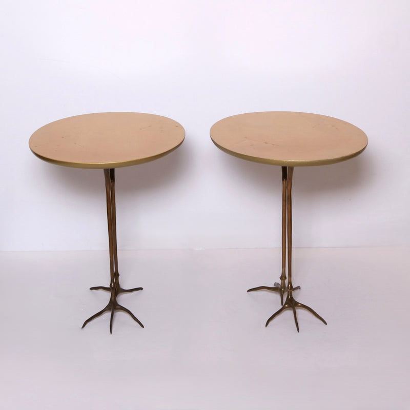 Pair of Side Tables, Model "Traccia" in Gold, Design by Meret Oppenheim, Executed by Simon International, 1970s