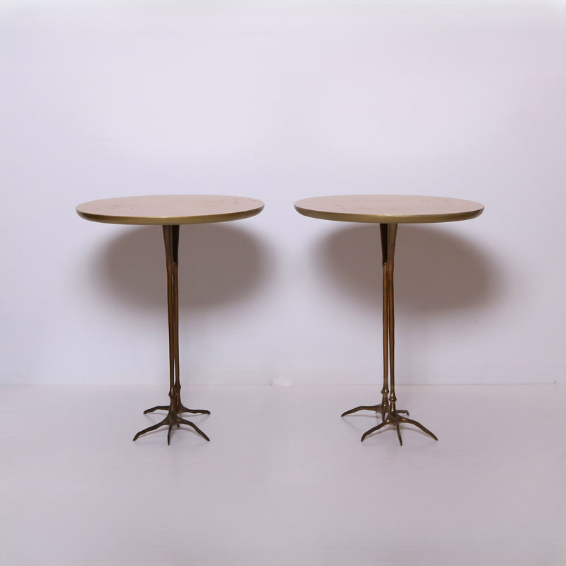Pair of Side Tables, Model "Traccia" in Gold, Design by Meret Oppenheim, Executed by Simon International, 1970s