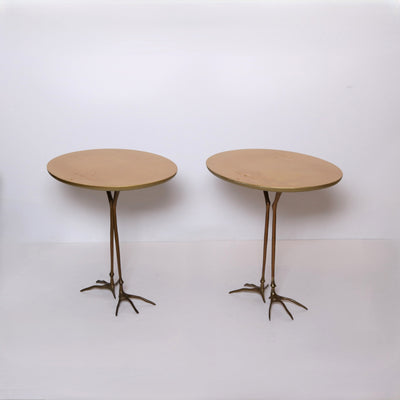 Pair of Side Tables, Model "Traccia" in Gold, Design by Meret Oppenheim, Executed by Simon International, 1970s