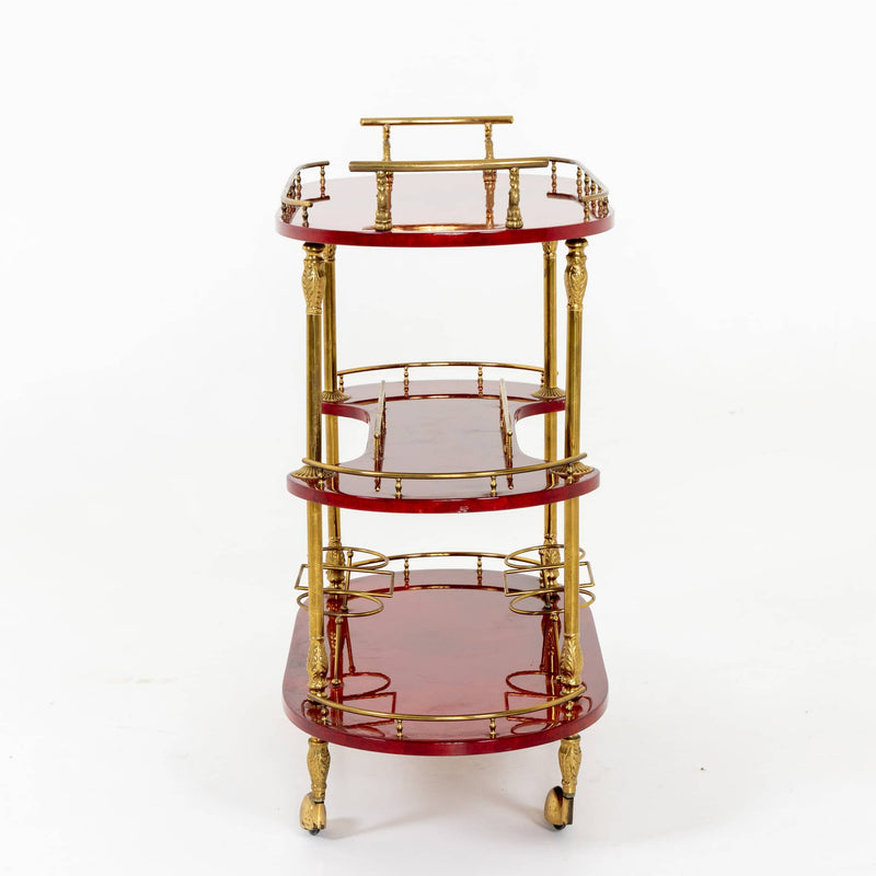Aldo Tura Modernist Three Tier Bar Cart