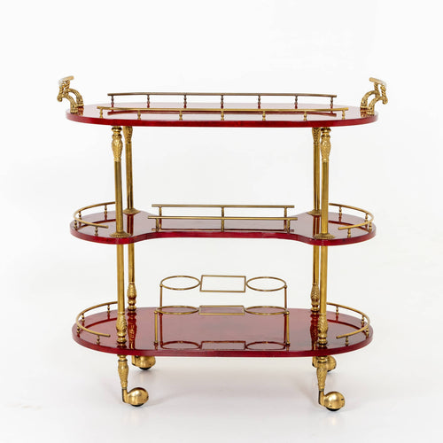 Aldo Tura Modernist Three Tier Bar Cart