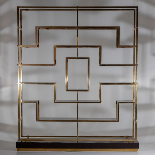 Modernist Brass and Smoked Glass Etagere, Circa 1960's