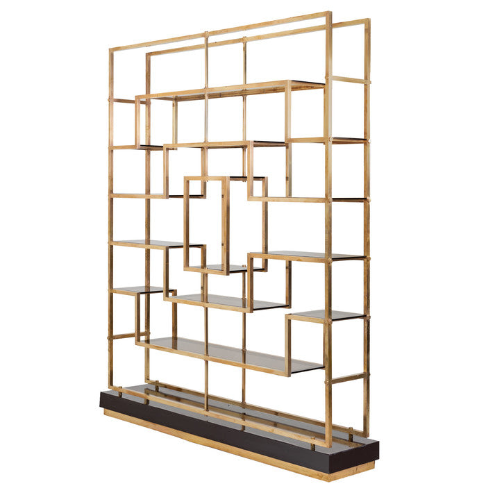Modernist Brass and Smoked Glass Etagere, Circa 1960's