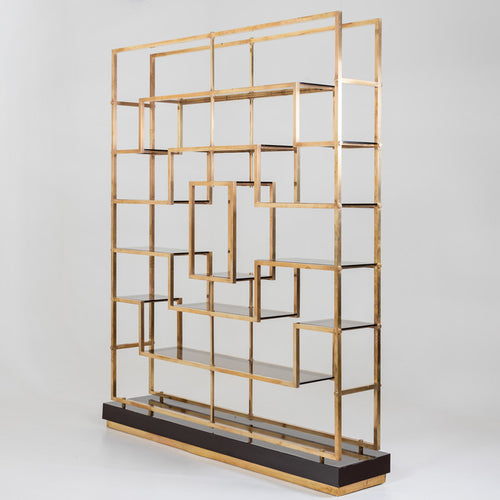 Modernist Brass and Smoked Glass Etagere, Circa 1960's