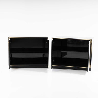 Black Lacquered Sideboards by Pierre Cardin, France, 1980s