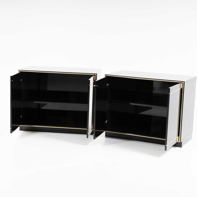 Black Lacquered Sideboards by Pierre Cardin, France, 1980s