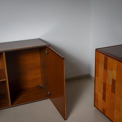 Two-Door Sideboard with leather doors by Afra and Tobia Scarpa, Italy 1970s