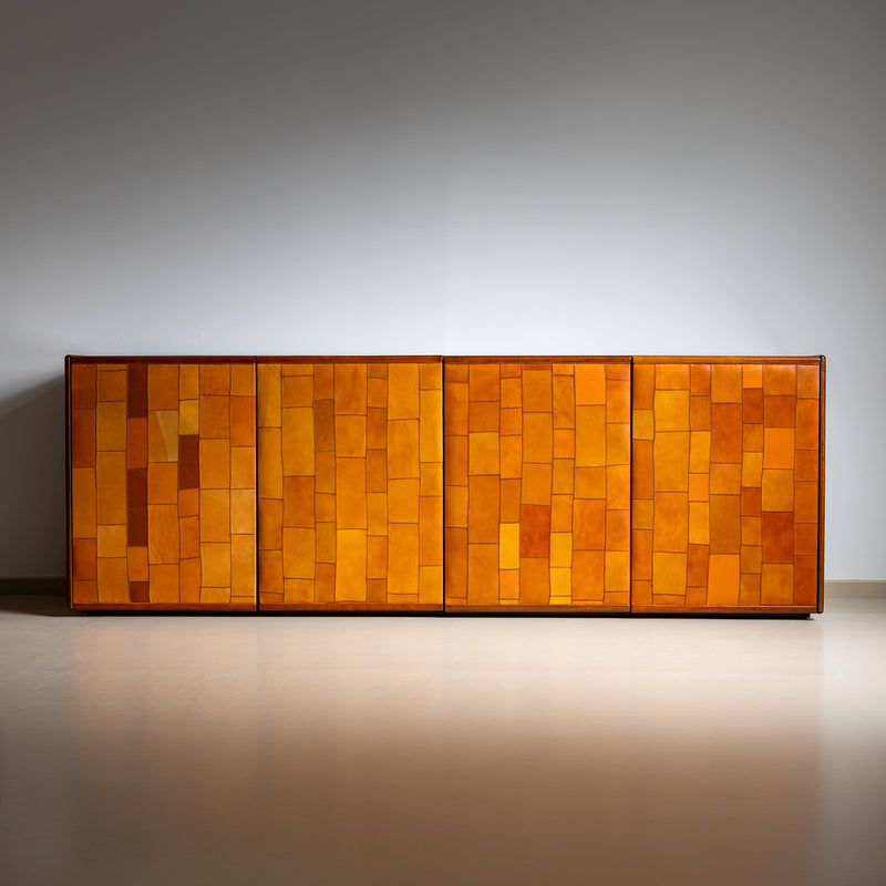 Sideboard with leather doors by Afra and Tobia Scarpa, Italy 1970s