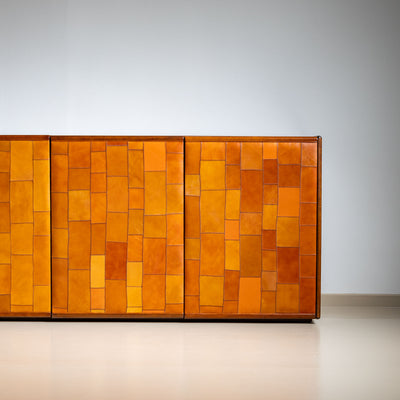 Sideboard with leather doors by Afra and Tobia Scarpa, Italy 1970s