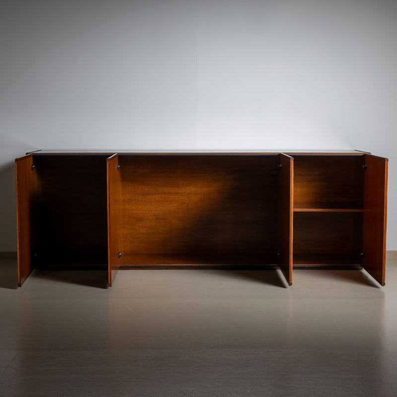 Sideboard with leather doors by Afra and Tobia Scarpa, Italy 1970s