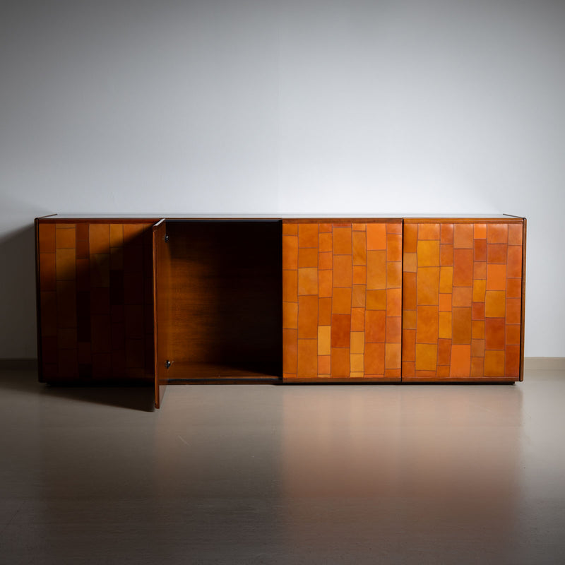 Sideboard with leather doors by Afra and Tobia Scarpa, Italy 1970s