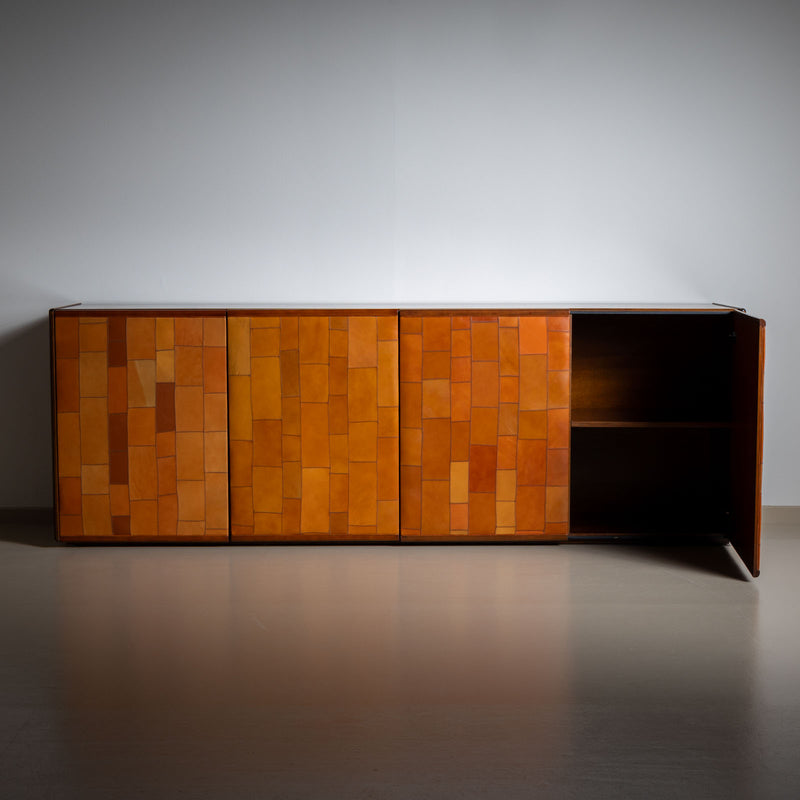 Sideboard with leather doors by Afra and Tobia Scarpa, Italy 1970s