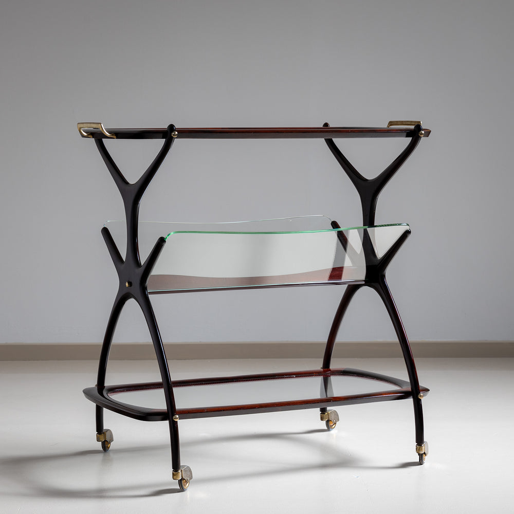 Bar Cart and Magazine Stand attributed to Cesare Lacca, Italy 1960s