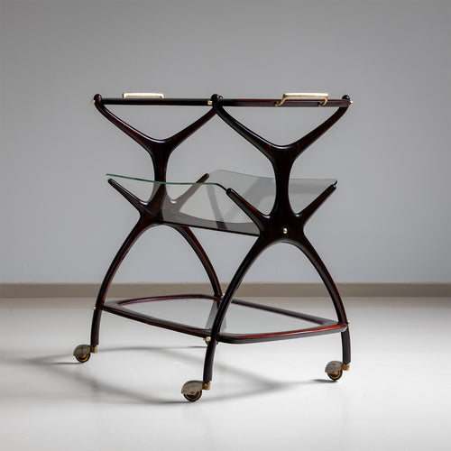Bar Cart and Magazine Stand attributed to Cesare Lacca, Italy 1960s
