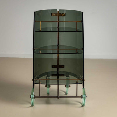 Exceptional Bar Cart, attributed to Fontana Arte, Mid-20th Century