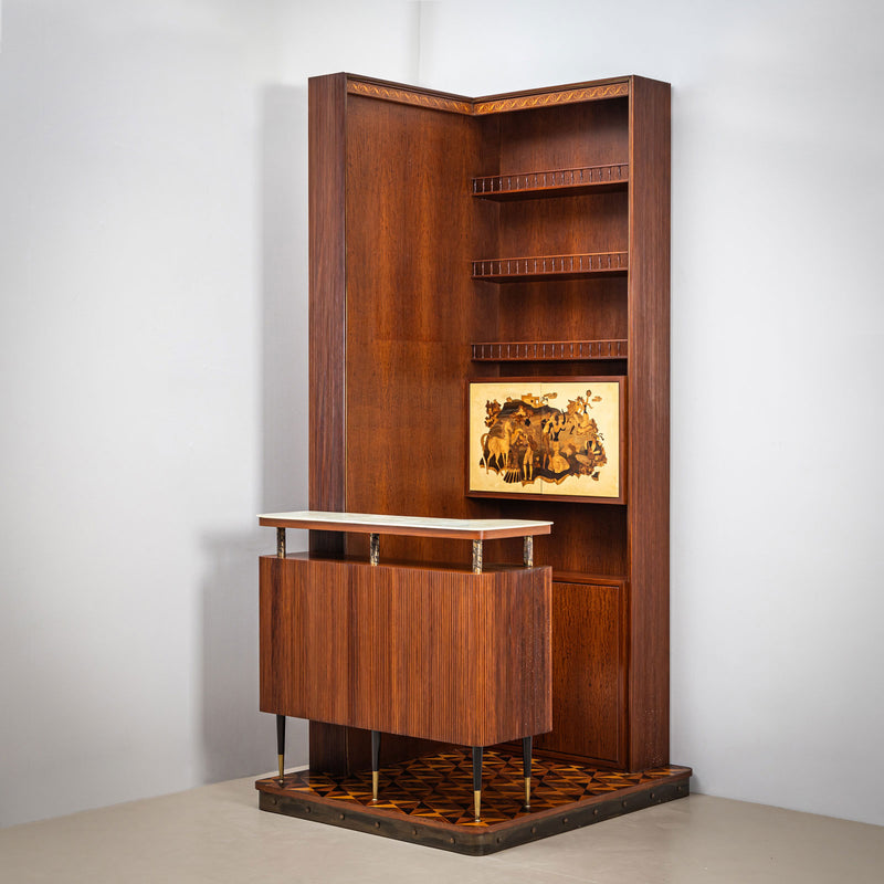 Corner Bar by Artigiani del Mobile Cantù and Luigi Anzani, Italy, Mid-20th Century