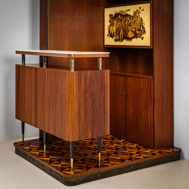 Corner Bar by Artigiani del Mobile Cantù and Luigi Anzani, Italy, Mid-20th Century