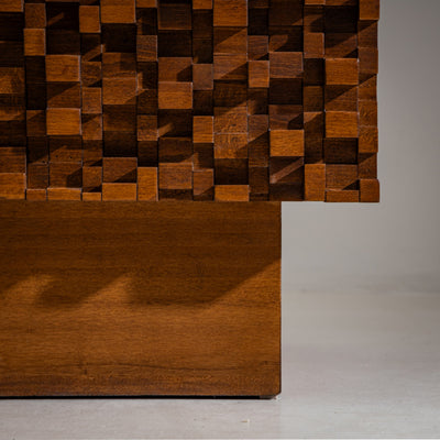 Pair of contemporary Italian Sideboards with Brutalist Surface Design