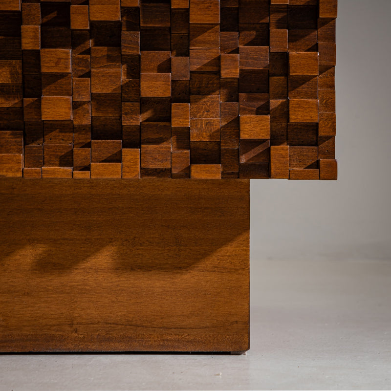 Pair of contemporary Italian Sideboards with Brutalist Surface Design