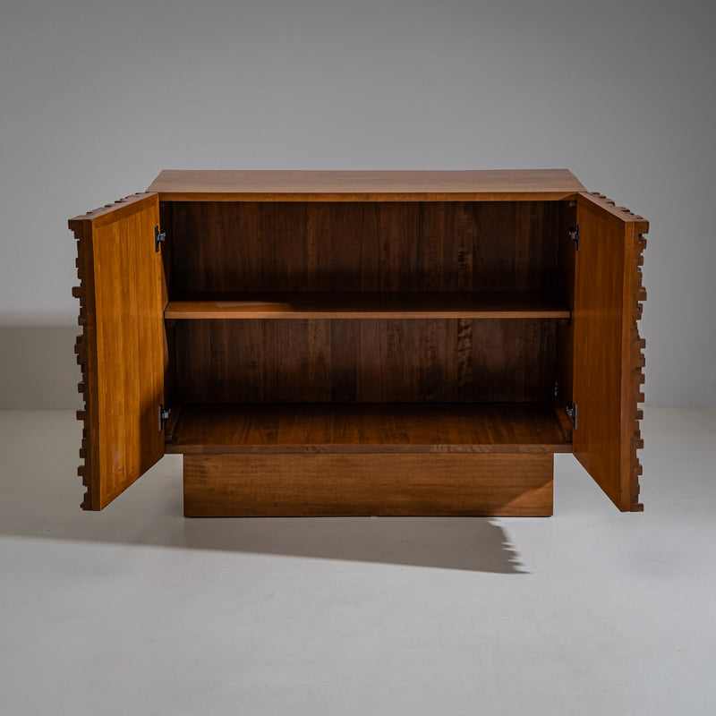 Pair of contemporary Italian Sideboards with Brutalist Surface Design