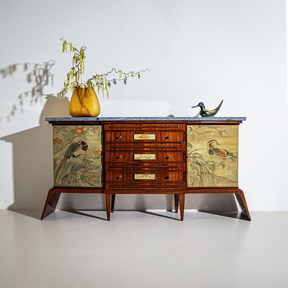 Sideboard with Bird Motifs, Italian School, Mid-20th Century