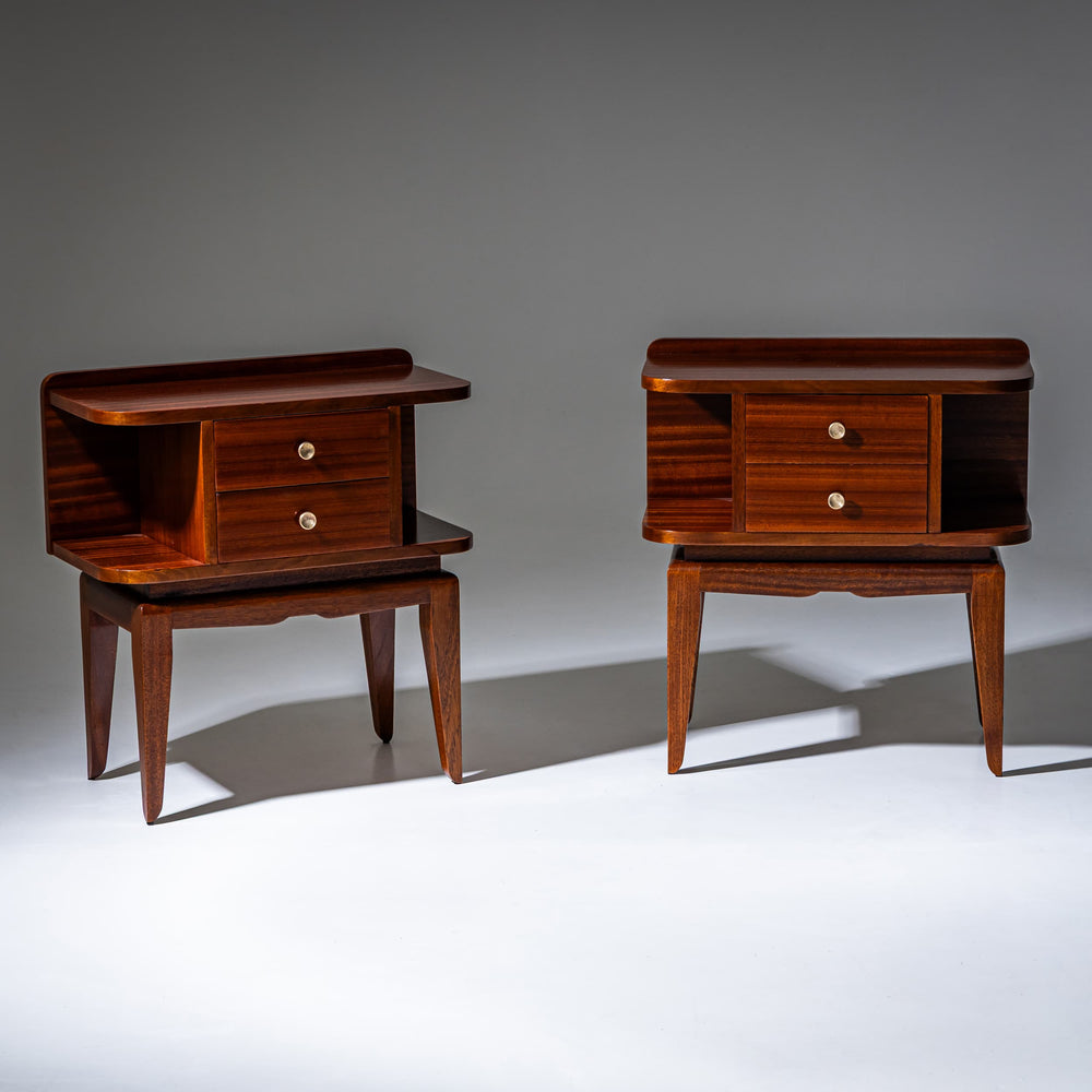 Pair of Mahogany Bedside Tables, Italy, Mid-20th Century