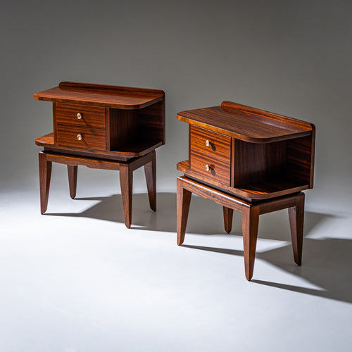 Pair of Mahogany Bedside Tables, Italy, Mid-20th Century