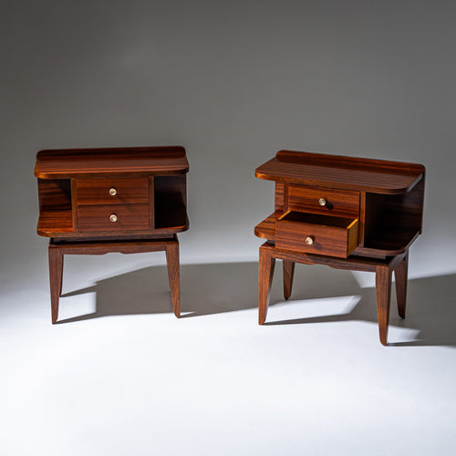 Pair of Mahogany Bedside Tables, Italy, Mid-20th Century