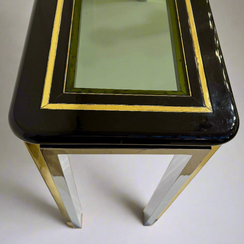 Chrome, Brass and Glass Console Table by Romeo Riga, Italy, 1970&