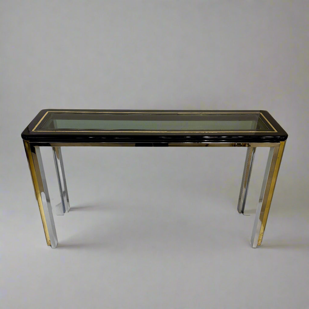 Chrome, Brass and Glass Console Table, Italy, 1960s