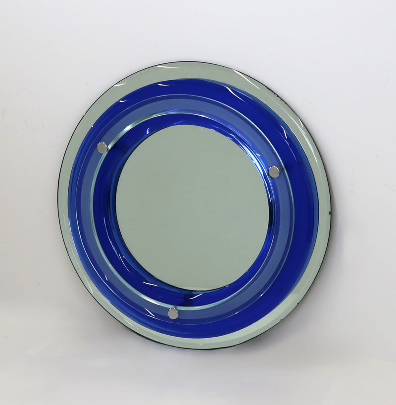Italian Round Art Glass Mirror by Veca