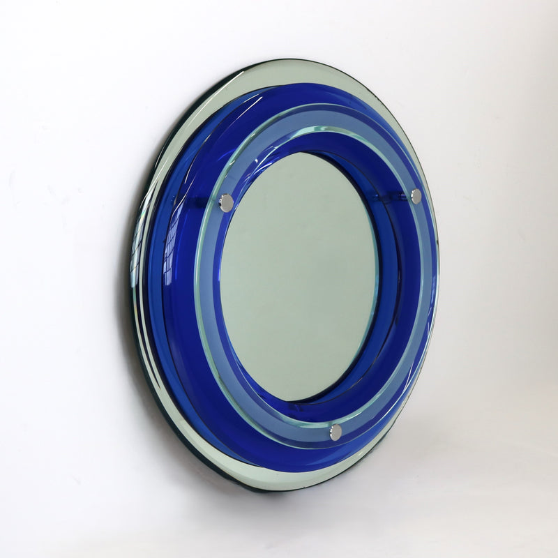 Italian Round Art Glass Mirror by Veca