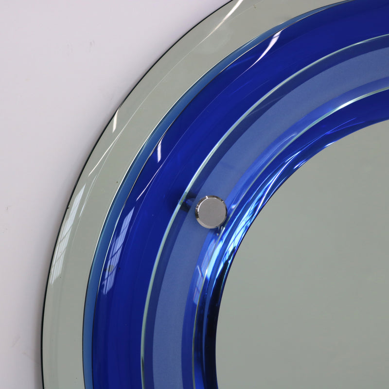 Italian Round Art Glass Mirror by Veca