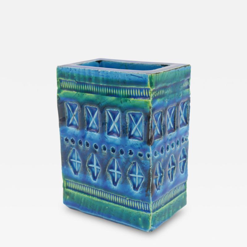 Rimini blue glazed ceramic vase manufactured by Bitossi.