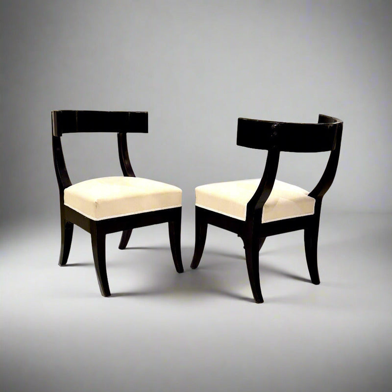 Pair of Klismos Ebonized Early 19th Century Side Chairs