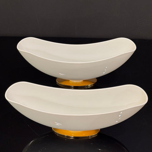 Pair of KPM Porcelain "Flower Boat" Footed Vases