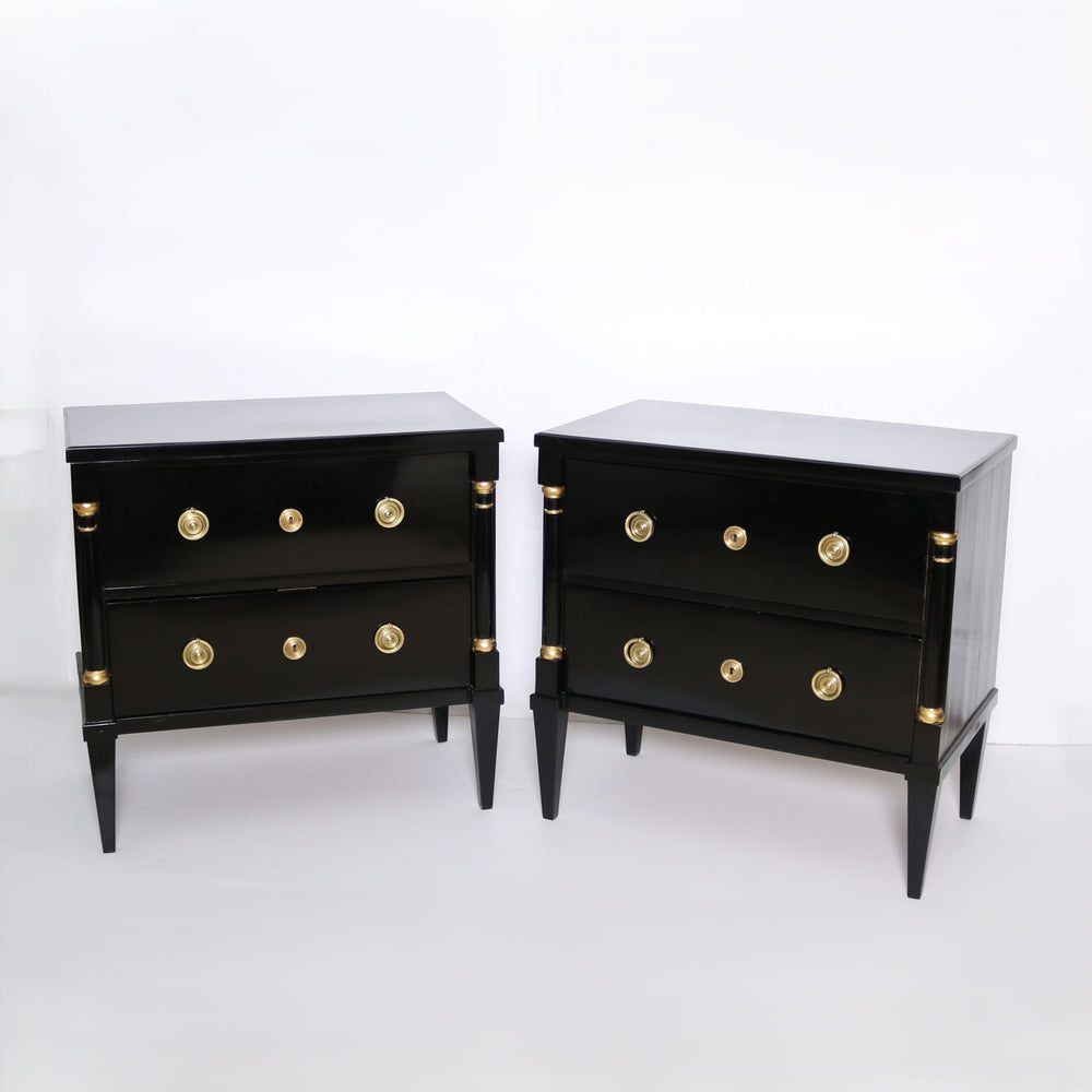 Fine Pair of Ebonized  Bedside Chest of Drawers, 19th/20th Century