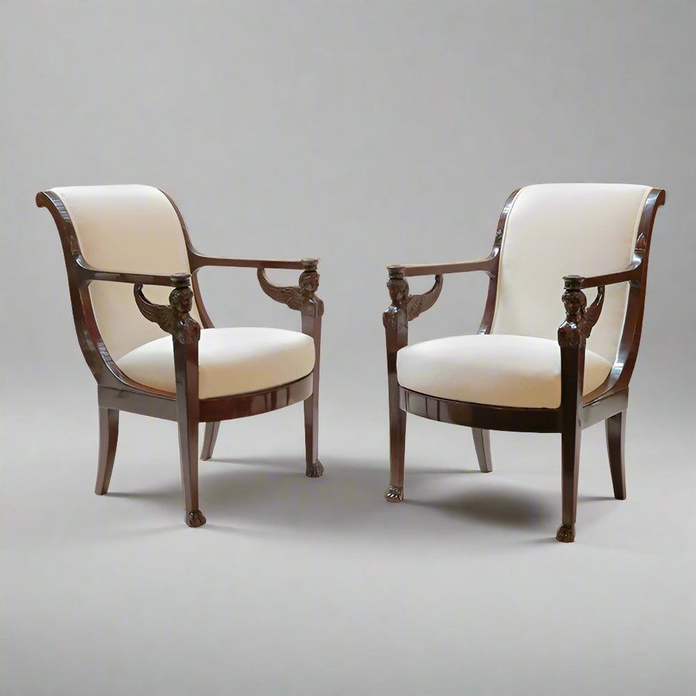 Pair of Empire Armchairs with Caryatids by Henri Jacob, France circa 1800-05