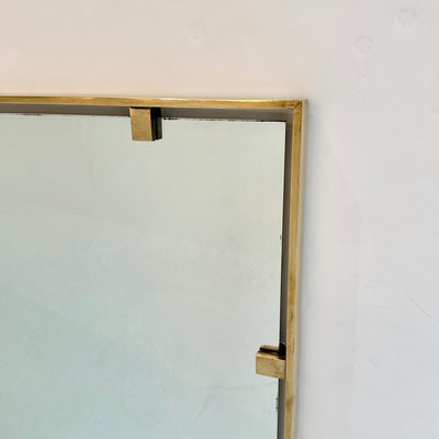 Italian Modernist Brass Mirror , 1960's