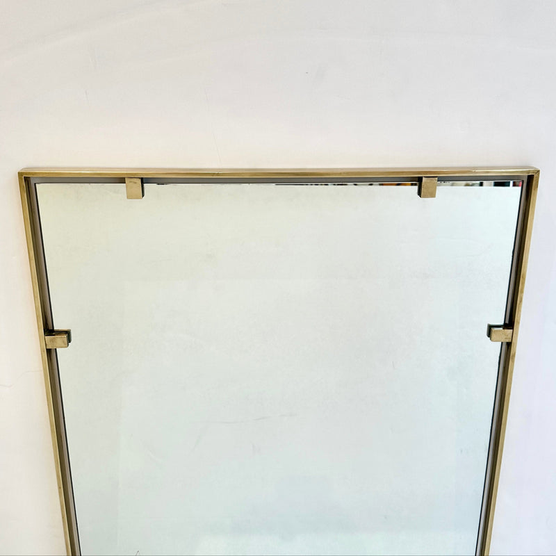 Italian Modernist Brass Mirror , 1960&